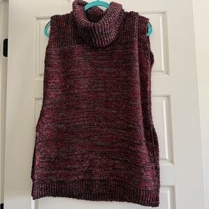 Burgundy Cowl Neck Sleeveless Sweater